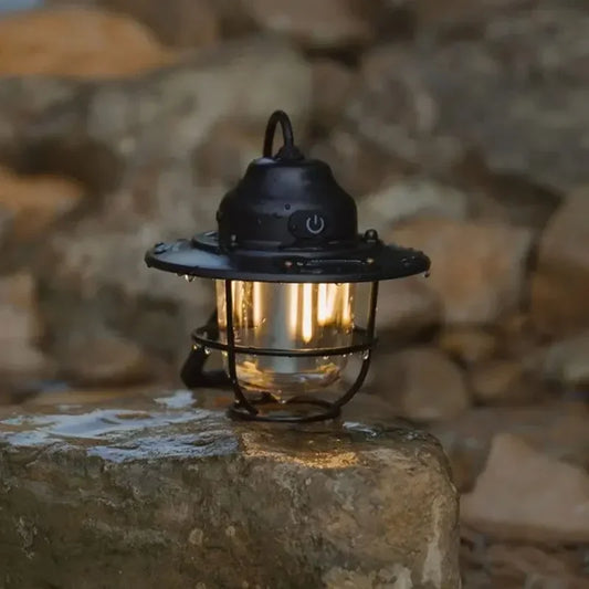 Mini lámpara colgante de Metal Retro para exteriores, lámpara de ambiente para acampar, tienda de campaña, IPX4, resistente al agua, LED, lámpara colgante para acampar