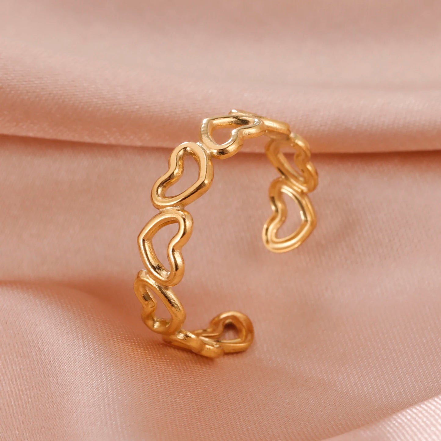 Skyrim-anillos de acero inoxidable para mujer, corazÃ³n geomÃ©trico, estÃ©tico, ajustable, abierto, joyerÃ­a de fiesta, regalos al por mayor