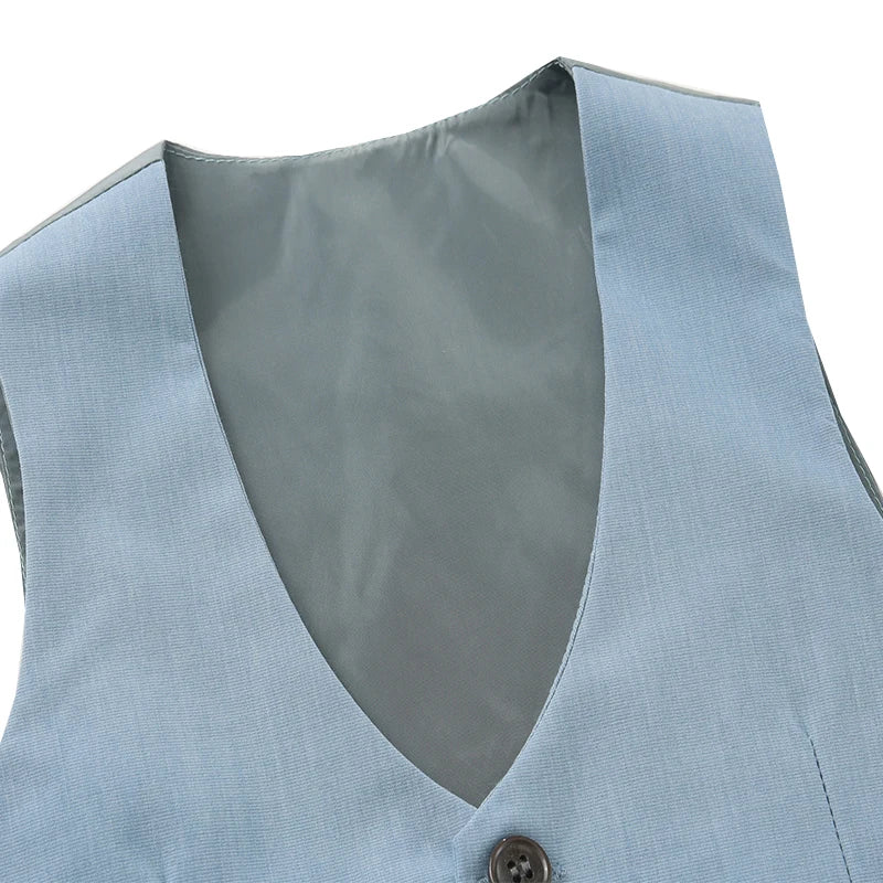 Trajes de caballero disfraz de cumpleaños para niños primavera otoño conjunto de ropa de Boutique chaleco sólido traje niños ropa Formal de algodón