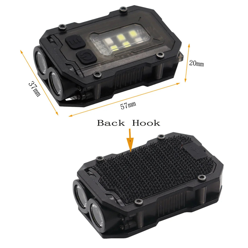 Linterna táctica EDC portátil Mini luz o placa de bucle de gancho Camping senderismo luz intermitente de seguridad para correa de mochila de 25mm