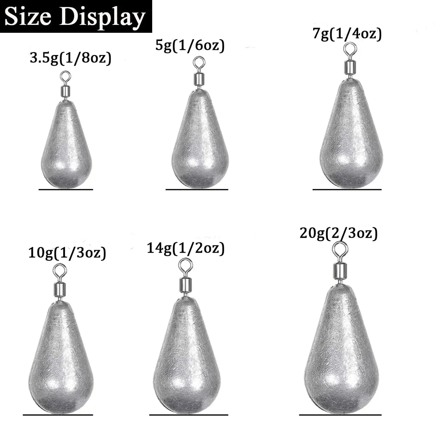 10 unids/lote, plomos de peso para pesca, 3,5g, 5g, 7g, 10g, 14g, cebo suave, accesorios para aparejos de pesca de lubina, conector de gancho de plomos de lÃ­nea
