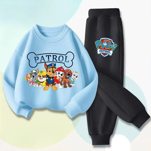 PAW Patrol-Jersey de manga larga para niños, pantalón largo, conjunto de dos piezas, sudaderas con capucha para niños, conjunto informal para niños