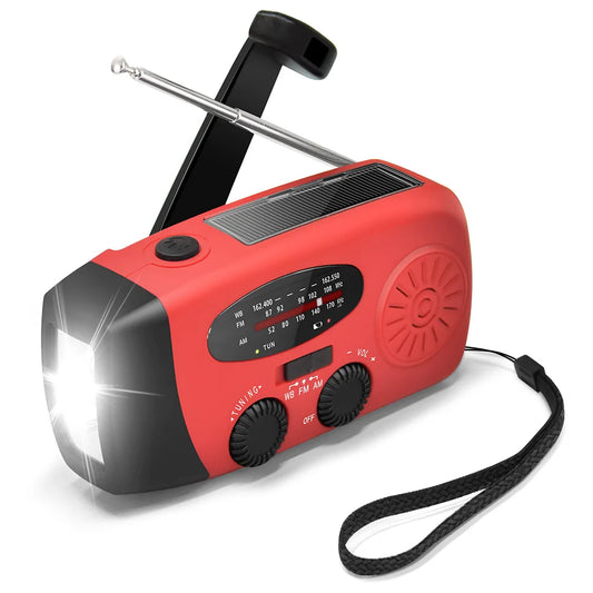 Radio de emergencia para acampar al aire libre, manivela Solar, Dinamo, Radio FM/AM/NOAA, cargador de teléfono de 2000Mah, Banco de energía, linterna SOS
