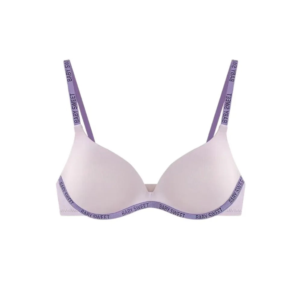 Sujetador inalámbrico con letras ultrafinas a la moda, correa ajustable, Copa 3/4, sujetador sin costuras con escote en V profundo, sujetador de realce antideslizante de estilo coreano para playa