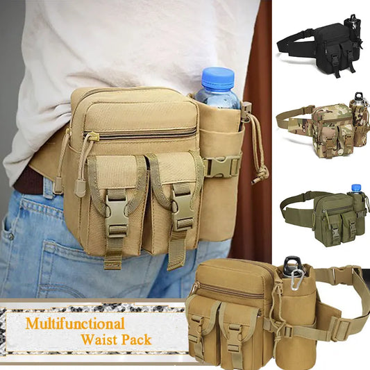 Riñonera táctica para exteriores, bolsa de nailon para botella de agua para teléfono y senderismo, paquete de equipo de herramientas deportivas, bolsa con cinturón para caza, escalada y acampada