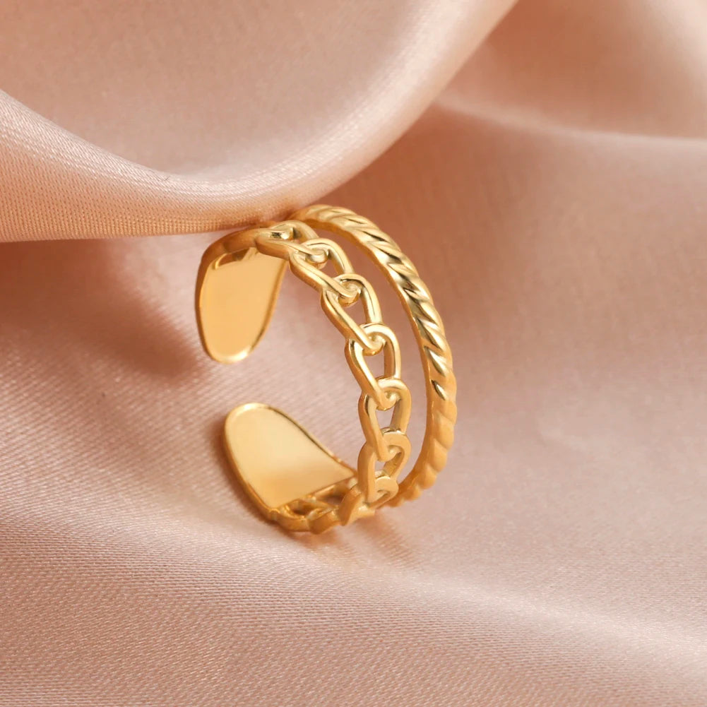 Skyrim-anillos de acero inoxidable para mujer, corazÃ³n geomÃ©trico, estÃ©tico, ajustable, abierto, joyerÃ­a de fiesta, regalos al por mayor