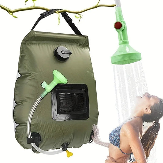 Bolsa de ducha para acampar con calefacción solar de 5 galones: bolsa de baño portátil, adecuada para viajes al aire libre, escalar, senderismo, playa y nadar