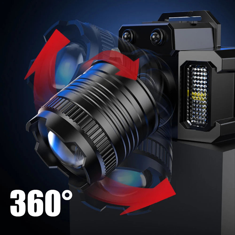 Nuevo Linterna frontal recargable por USB, linterna superbrillante, luz LED de inducción, resistente al agua, para acampar, móvil, intermitente