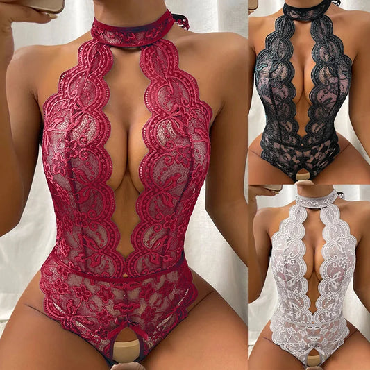 Lenceria erÃ³tica Mujer Sexi disfraces Sexy mono sujetador abierto ropa interior sin entrepierna lencerÃ­a Sexy Babydoll de encaje ropa erÃ³tica