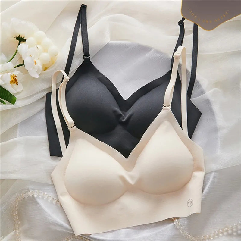Sujetador Invisible de realce con espalda descubierta para mujer, sujetadores sexys de corte bajo, ropa interior de boda con espalda abierta, lencería sin costuras 2024