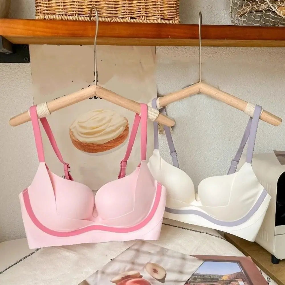 Sujetador ajustado inalámbrico con escote en V profundo, sujetador sin costuras a prueba de golpes para mujer, lencería antiflacidez, ropa interior push-up para niñas