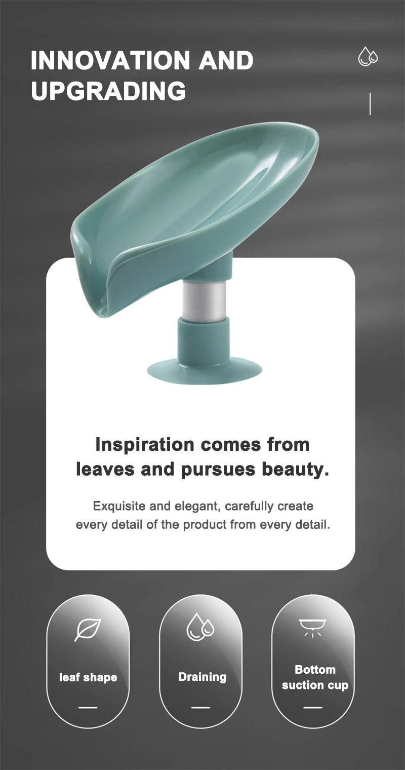 Soporte para jabÃƒÂ³n, escurridor de agua, jabonera con forma de hoja, escurridor de jabÃƒÂ³n para ducha, ventosa, contenedor de jabÃƒÂ³n, accesorios modernos para baÃƒÂ±o