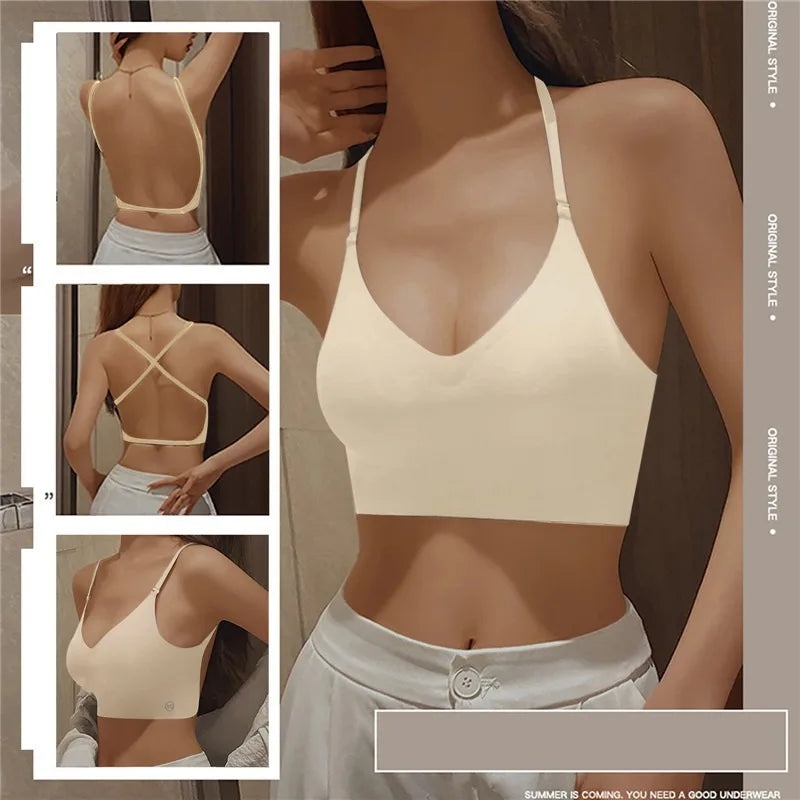 Sujetadores acolchados sin costuras ultrafinos para mujer, ropa interior de seda de hielo, lencería Sexy de pecho pequeño, Push Up, Tops de tubo Sexy, sujetador íntimo