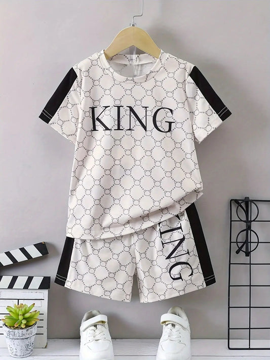 2025 Verano Nuevo traje para niños Top y pantalones cortos de verano Ropa deportiva de 2 piezas Jersey para niño fresco Camiseta Cómoda suave transpirable li