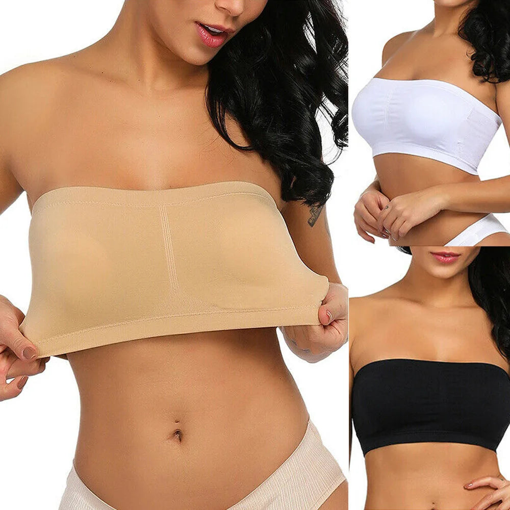 1 Uds. Sujetador de talla grande para mujer, sujetador sin tirantes, cojín fino extraíble para el pecho, sujetador Invisible elástico sin costuras, S-6XL