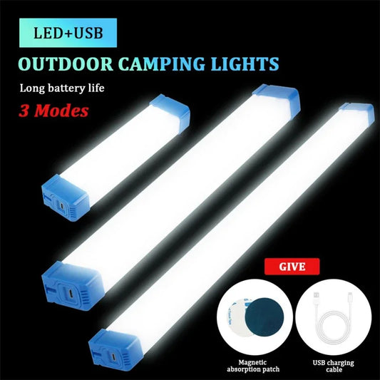 Lámpara LED recargable por USB, luces de emergencia portátiles, tubo LED, linternas para exteriores, linterna de luz magnética, lámpara de Camping de 17cm y 32cm