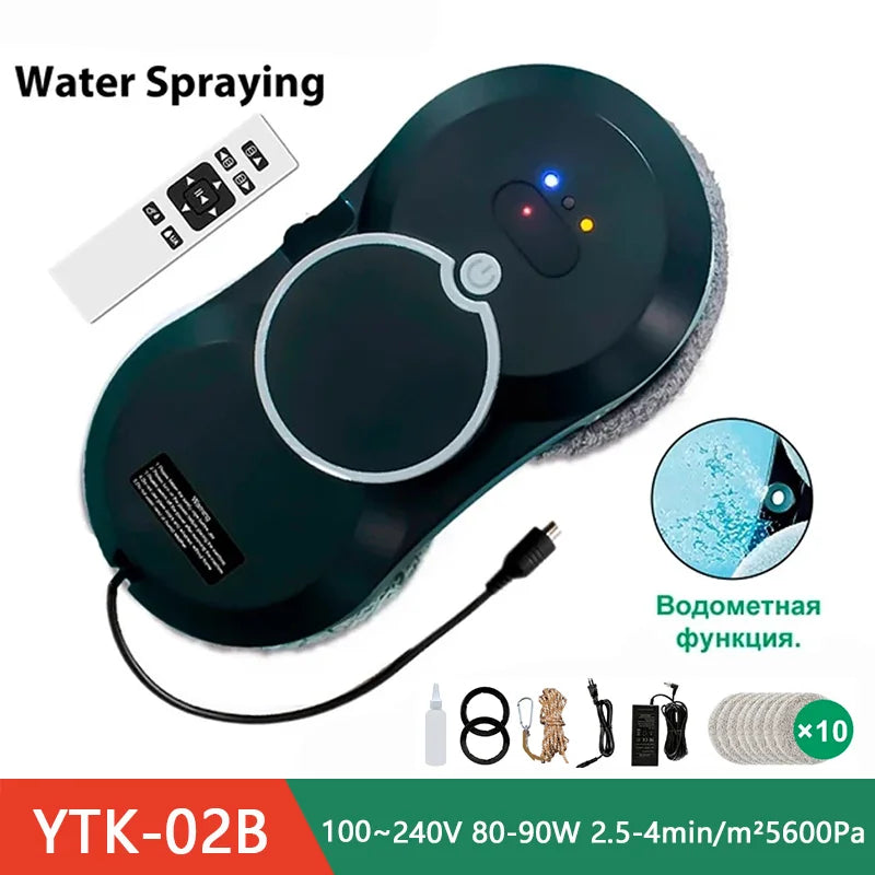 DIVEDEER Robot de limpieza inteligente para el hogar con función automática de pulverización de agua, máquina de limpieza de vidrio magnética anticaída