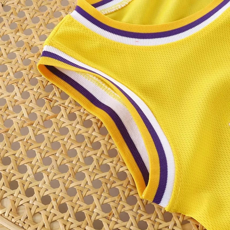 Conjunto de traje de pelota deportiva para niños, traje sin mangas para niños, traje de baloncesto para bebé, chaleco, pantalones cortos, traje de rendimiento, traje deportivo de secado rápido