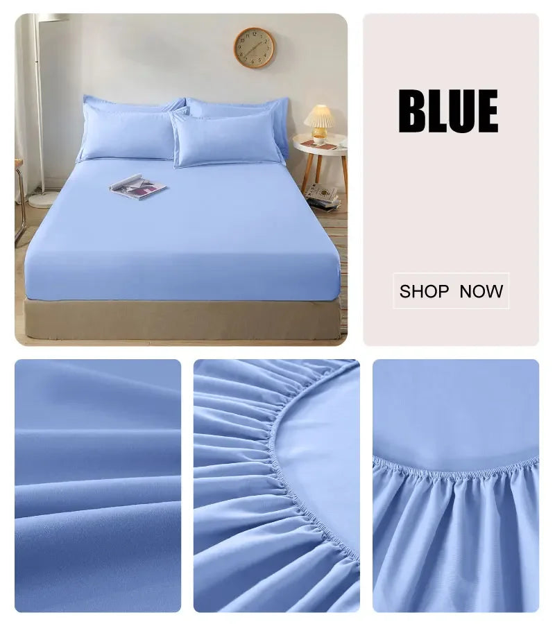 Sábana ligera de estilo veraniego con banda elástica, fundas de colchón de Color sólido, Protector para cama individual doble King, 100% algodón