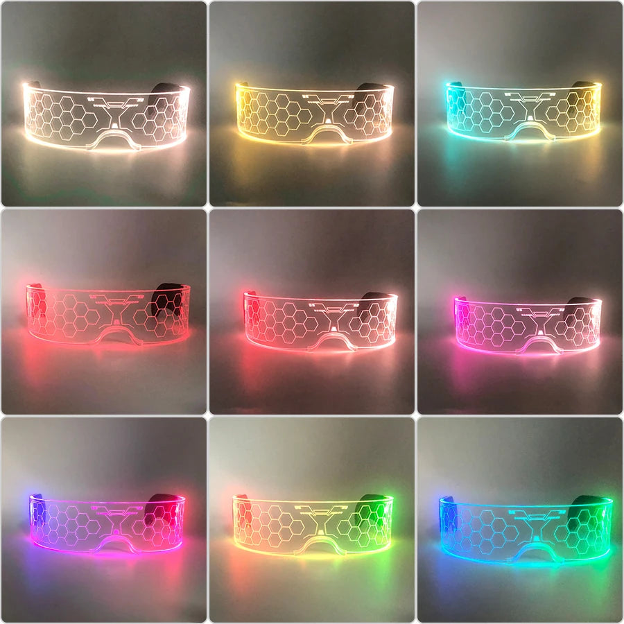 Gafas luminosas coloridas con luz LED, lentes de neón brillantes, parpadeantes para fiesta, club nocturno, DJ, decoración de fiesta de baile