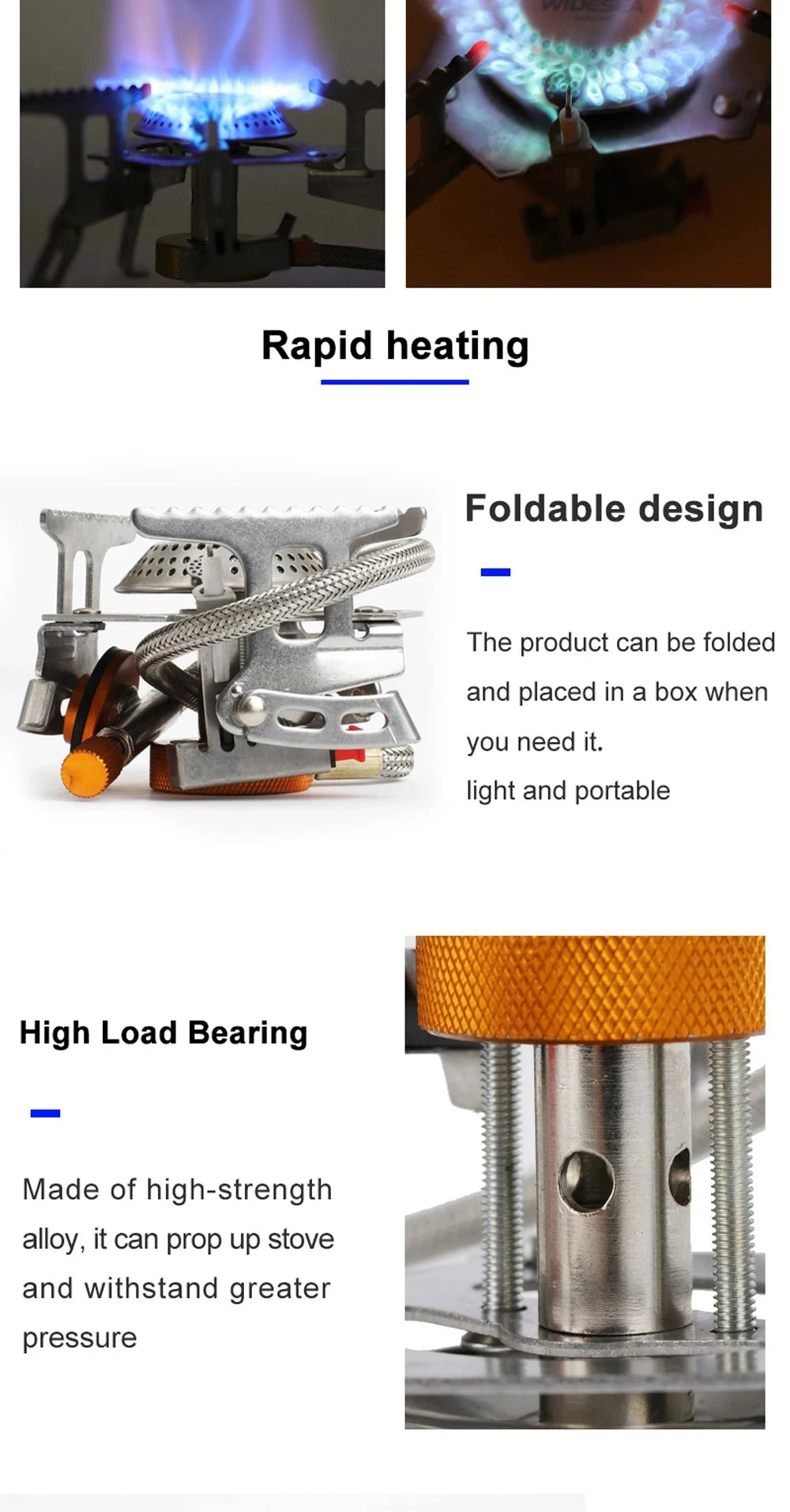 Estufa de Gas para acampar, estufa plegable portÃ¡til para mochilero al aire libre, equipo turÃ­stico para cocinar, senderismo, Picnic, 3500W