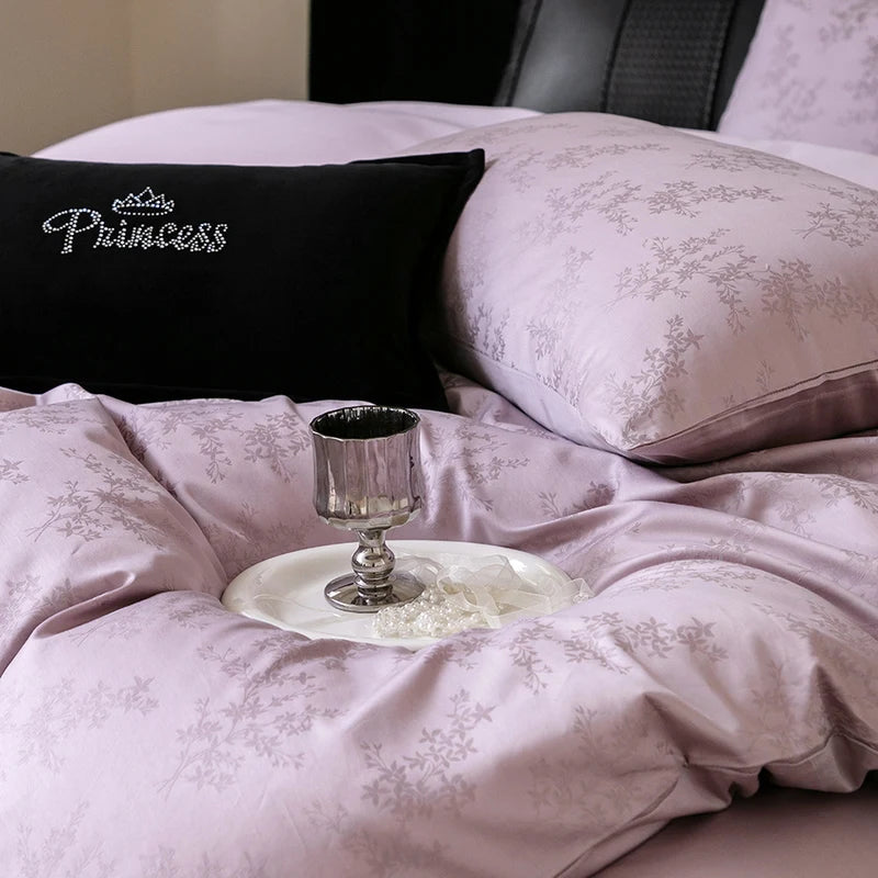 Nuevos juegos de cama de lujo 2025 100% algodón: fibra larga, alta densidad, jacquard satinado, cama de 1,5 m/1,8 m