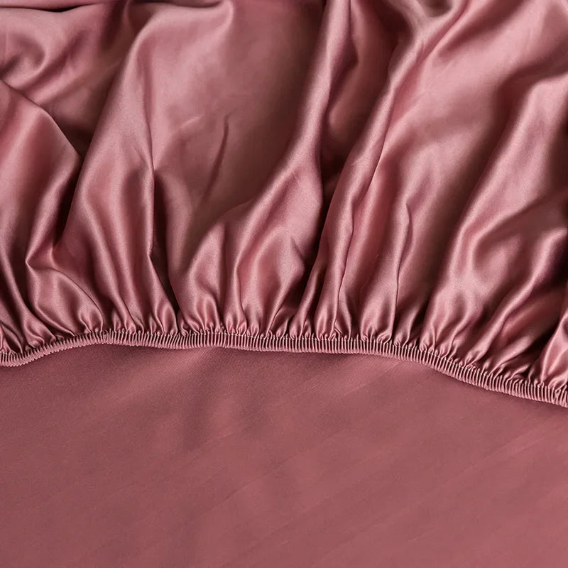Sábana bajera de satén de alta gama con banda elástica, Sábana sedosa de Color sólido, funda de colchón antideslizante suave, colchas, ropa de cama