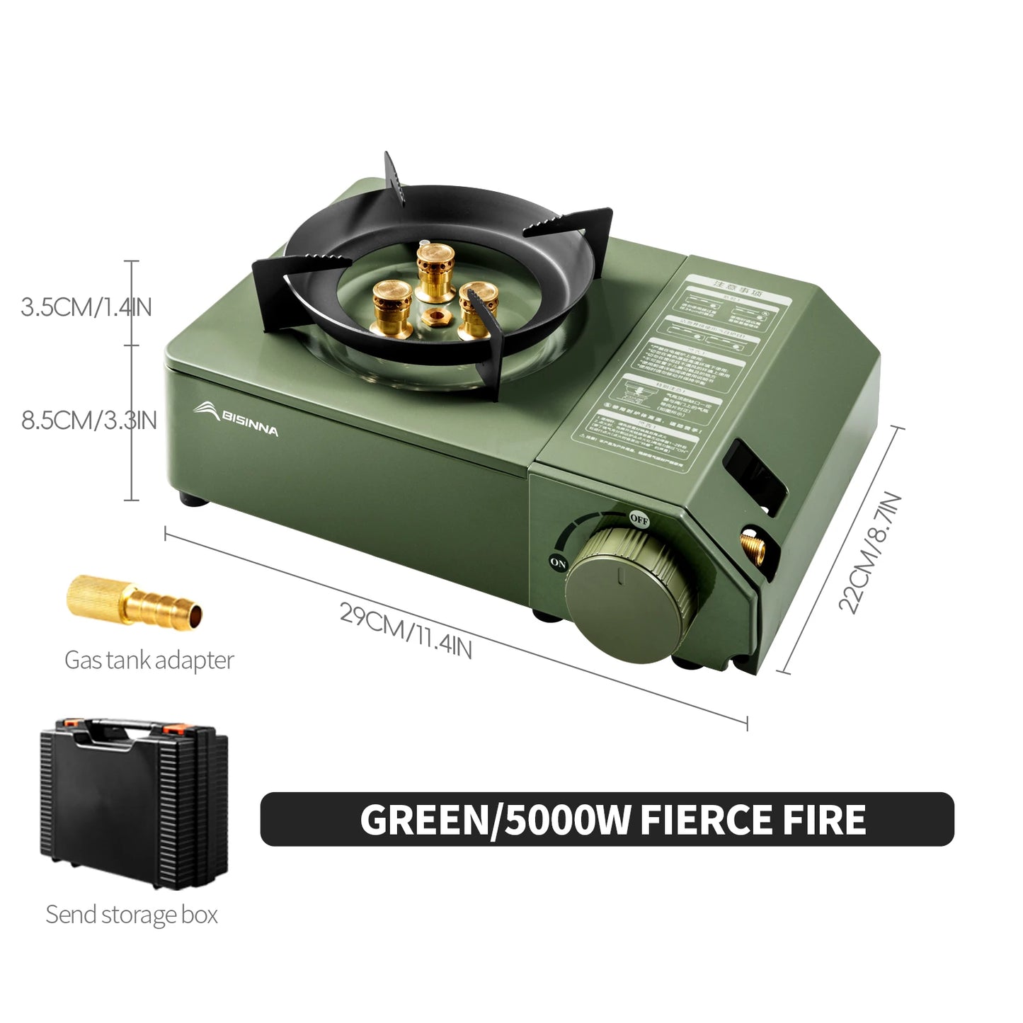 BSWOLF Estufa de gas para acampar, horno de casete portátil de alta potencia de fuego de 5000W, quemador de gas para exteriores para viajes, barbacoa, Picnic