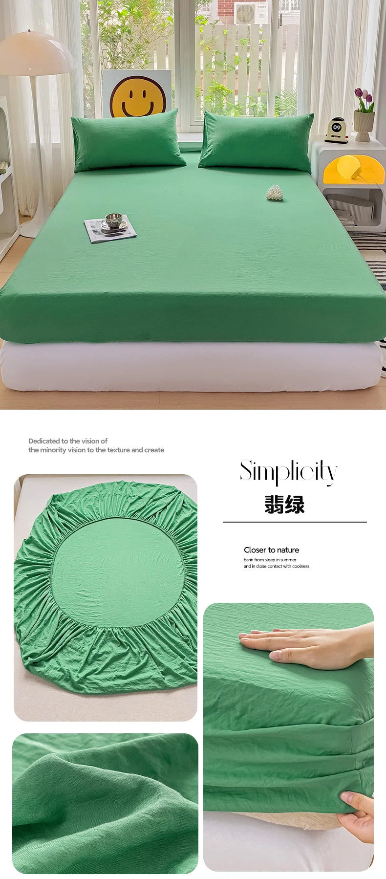 Sábana bajera de algodón lavada con bandas elásticas, funda de colchón ajustable antideslizante para cama doble King Queen 90x200 150x200 180