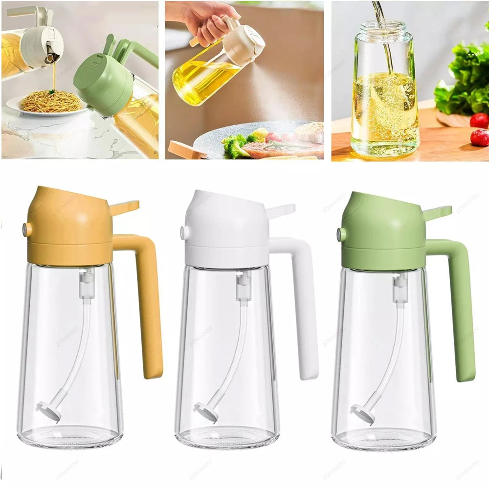 Dispensador de aceite 2 en 1, pulverizador, botella de aceite vertedor, contenedor de aceite de plástico, vaporizador para cocina, ensalada, barbacoa, cocina de acampada