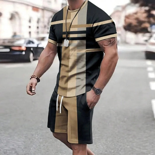 2025 Moda nuevos pantalones cortos deportivos para hombres Camiseta de manga corta estilo pantalones cortos casuales conjunto Retro fresco transpirable y conjunto de dos piezas