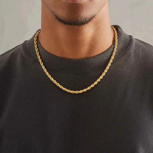 Noble 18-24 pulgadas 45-60cm 18K oro 4mm cuerda redonda collar de cadena para mujer hombre niño boda fiesta encanto joyería