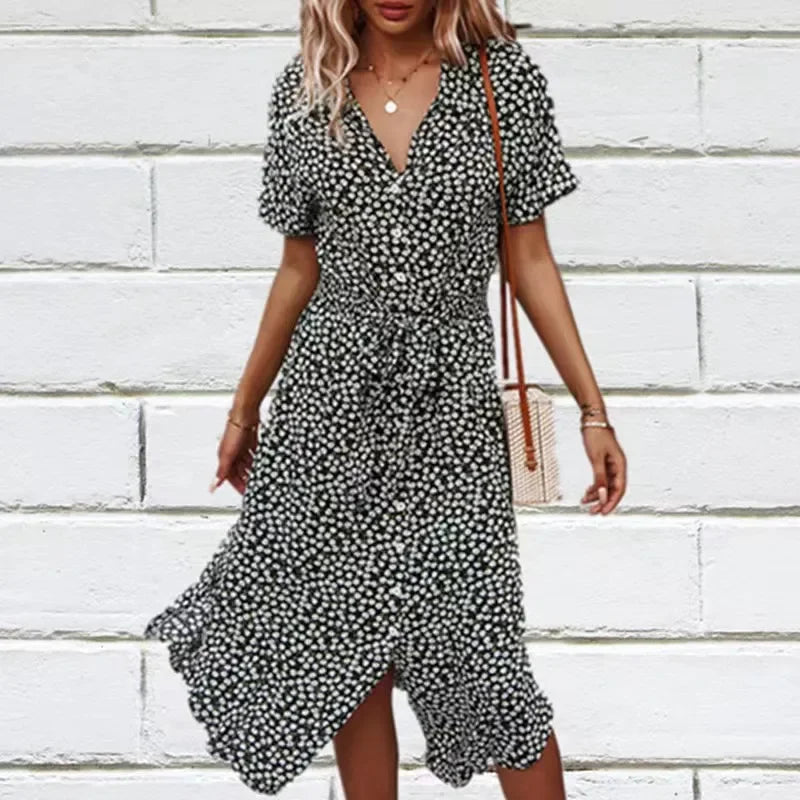 022Vestido Amazon Independent Station Venta rápida Estilo de vacaciones casual Primavera Verano Falda de dobladillo ancho sexy
