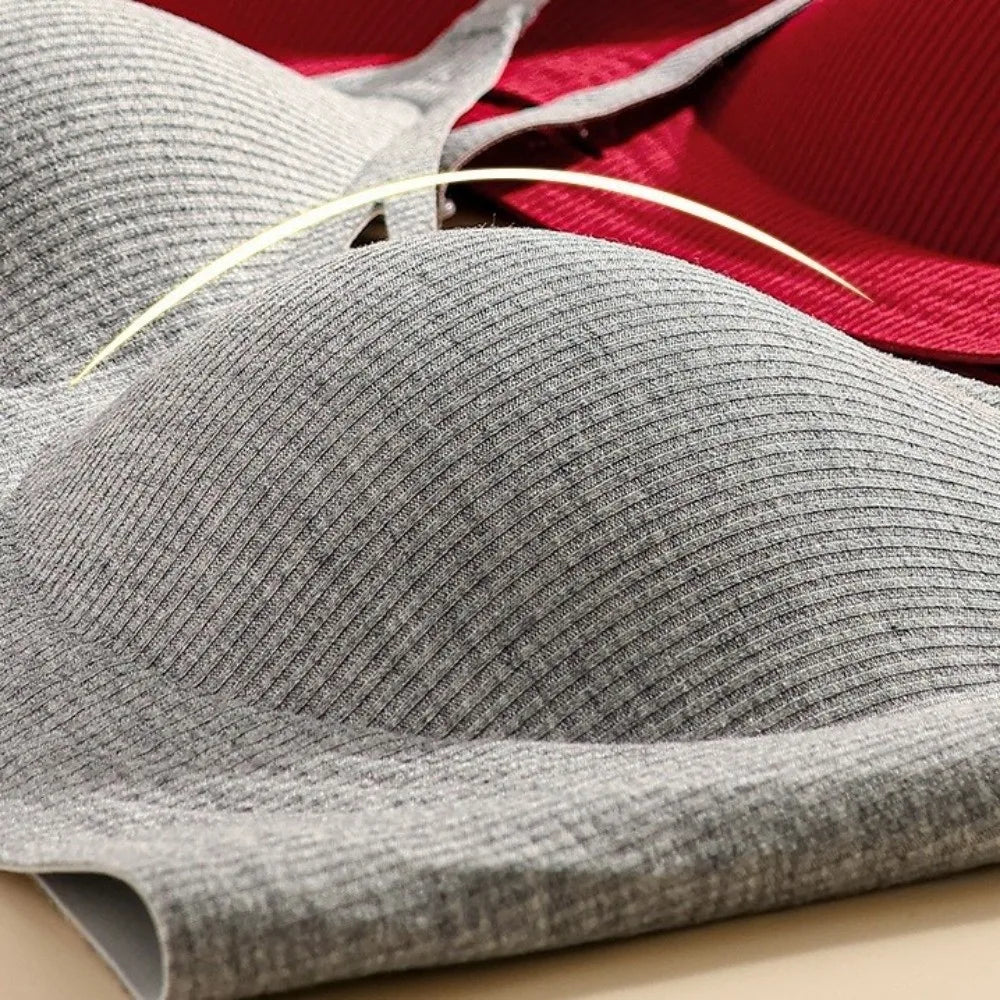 Sujetador Simple fino hueco sin costuras para mujer, sujetador inalámbrico antiflacidez con escote en V profundo, lencería, sujetador a prueba de golpes para gimnasio
