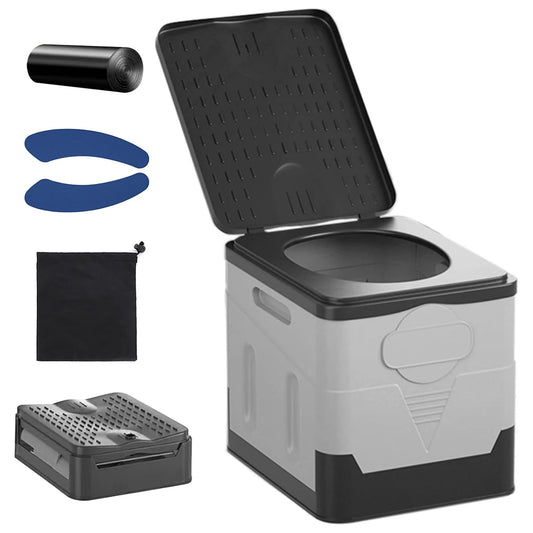 Inodoro portátil para coche, cubo de basura para viaje, campamento al aire libre, inodoro plegable para viaje de emergencia, autoconducción para adultos y niños
