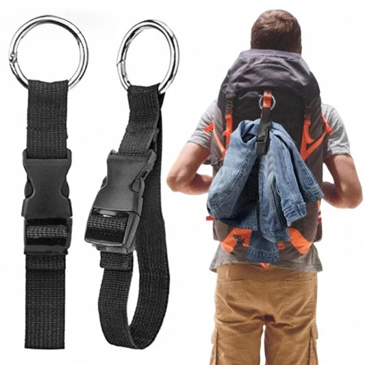 Soporte de correa de equipaje antirrobo de nailon negro portátil, pinza para agregar bolsa, Clip para bolso, uso para llevar multiherramienta, herramienta para acampar y hacer senderismo