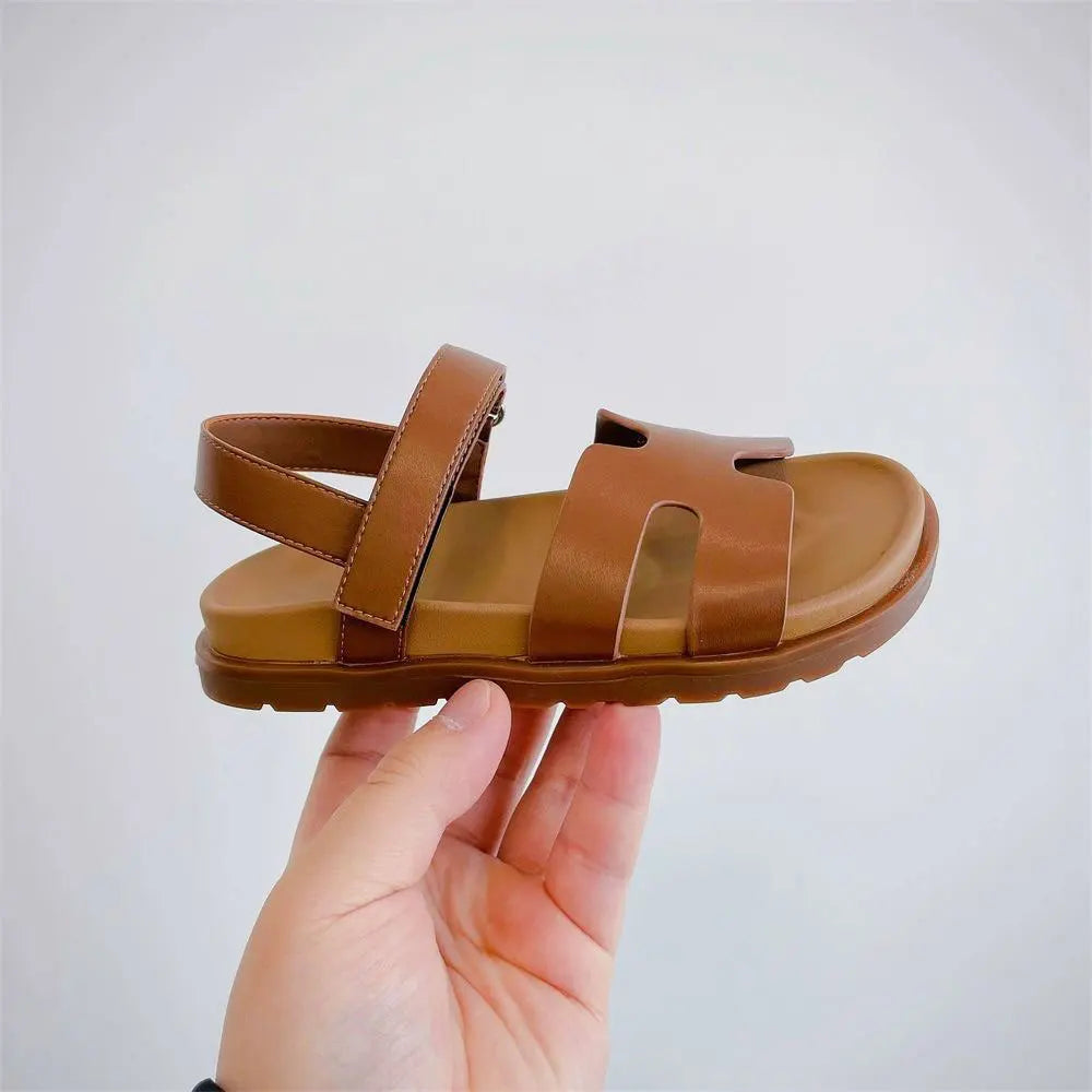 Sandalias de playa para niños, zapatos descalzos para niñas y niños, calzado plano sin cordones con dedos abiertos, zapato de moda para niños de verano 2025 para 26-36
