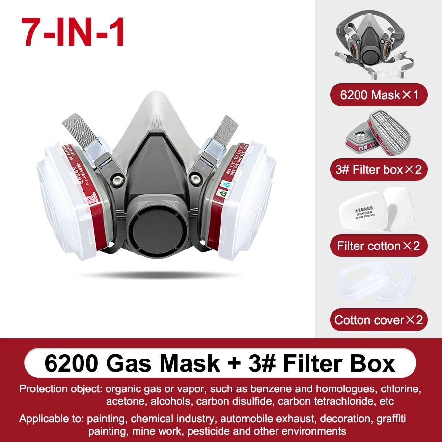 Respirador facial completo reutilizable, mÃƒÂ¡scara en aerosol 6200 para pulverizaciÃƒÂ³n, pintura, pulido quÃƒÂ­mico, soldadura, protecciÃƒÂ³n para el trabajo de carpinterÃƒÂ­a