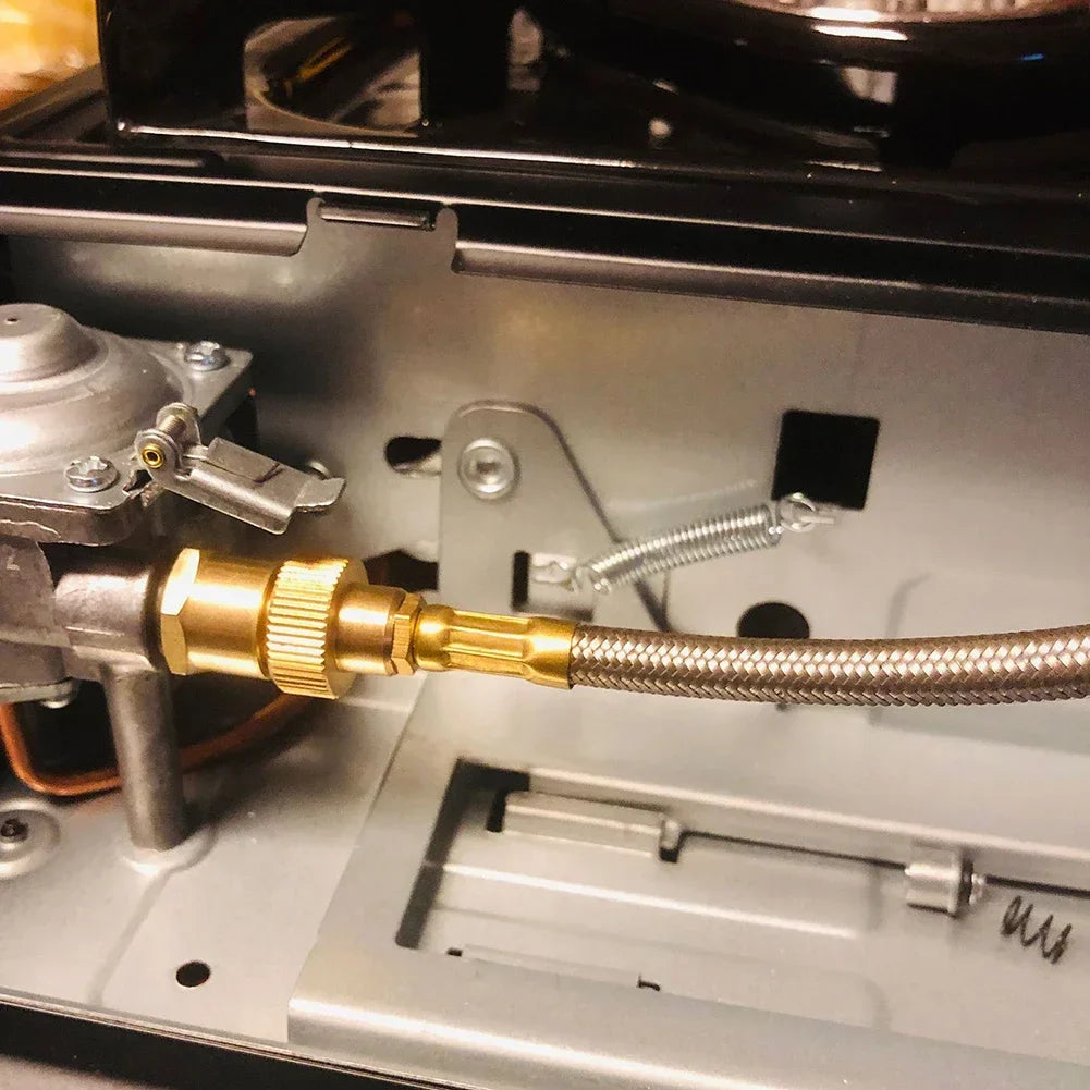 Adaptador de cobre para estufa de Camping, convertidor de Gas, casete, horno, conector de estufa, piezas de conversión de apagado automático