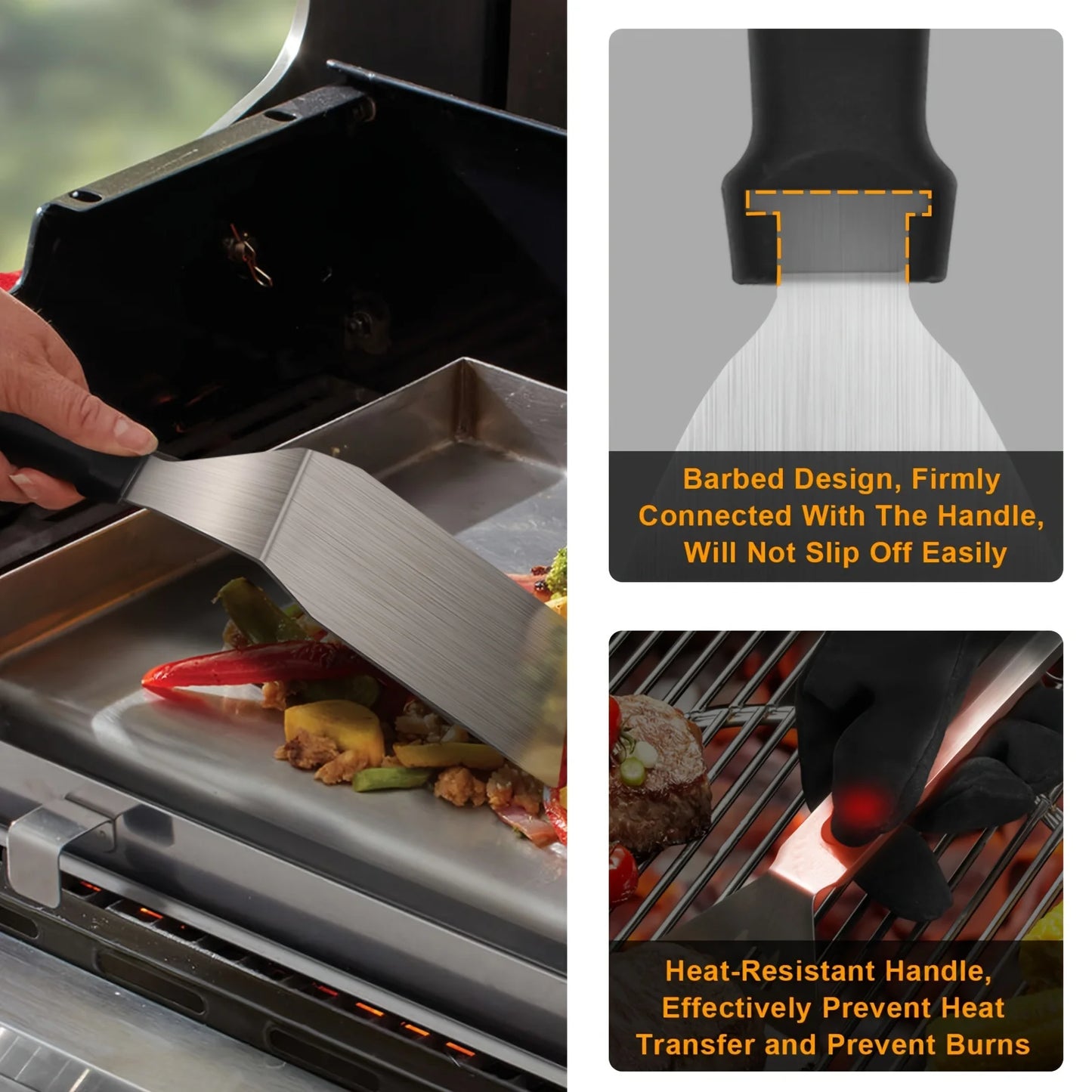 Juego de herramientas para parrilla superior plana de 15 piezas para Blackstone y Camping, juego de accesorios de acero inoxidable para asar al aire libre