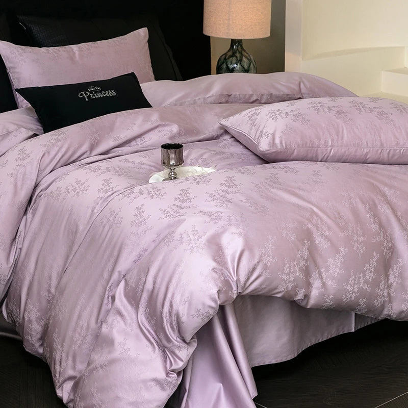 Nuevos juegos de cama de lujo 2025 100% algodón: fibra larga, alta densidad, jacquard satinado, cama de 1,5 m/1,8 m