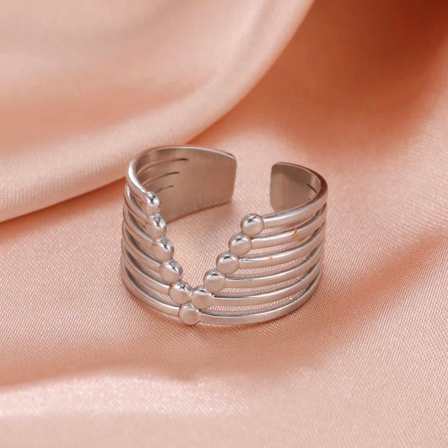 Skyrim-anillos de acero inoxidable para mujer, corazÃ³n geomÃ©trico, estÃ©tico, ajustable, abierto, joyerÃ­a de fiesta, regalos al por mayor
