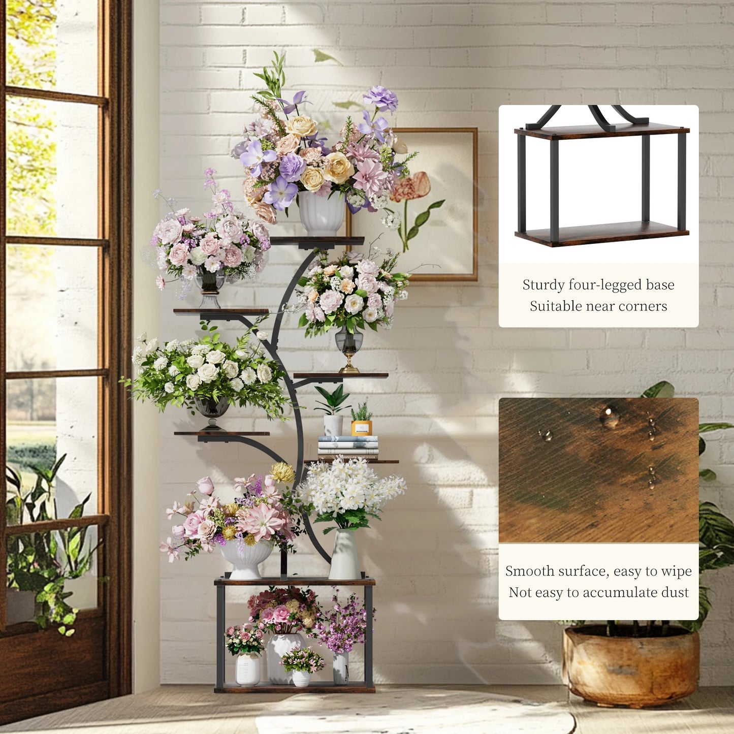 Soporte para plantas multicapa, soporte para plantas en forma de árbol de estilo Industrial, estante de exhibición, soporte para flores de esquina para maceteros de jardín, interior