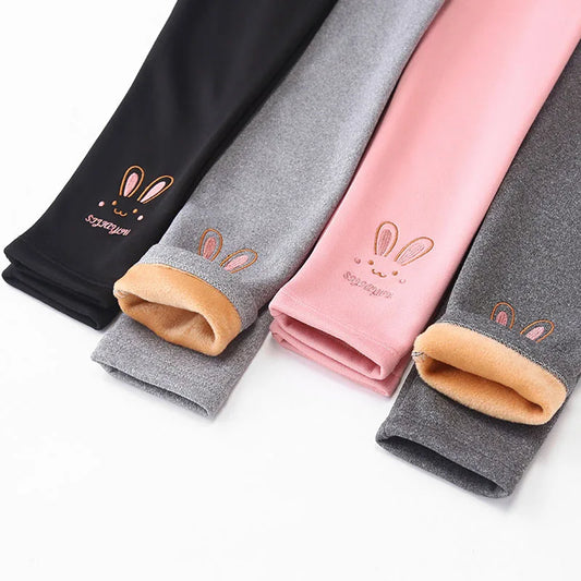 Leggings para niñas Otoño Invierno grueso cálido más lindo conejo Fond niños bebé parte inferior pantalones