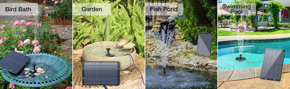 Fuente de agua Solar de 9W para jardín, decoración con boquillas, tubería de agua para baño de aves, alimentada por energía Solar para estanques