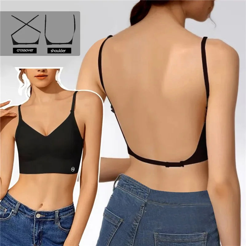 Sujetadores acolchados sin costuras ultrafinos para mujer, ropa interior de seda de hielo, lencería Sexy de pecho pequeño, Push Up, Tops de tubo Sexy, sujetador íntimo