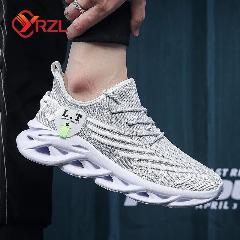 YRZL hombres deportes correr negro zapatos para correr zapatillas casuales al aire libre malla transpirable mujeres ligero absorciÃ³n de impacto tenis negro