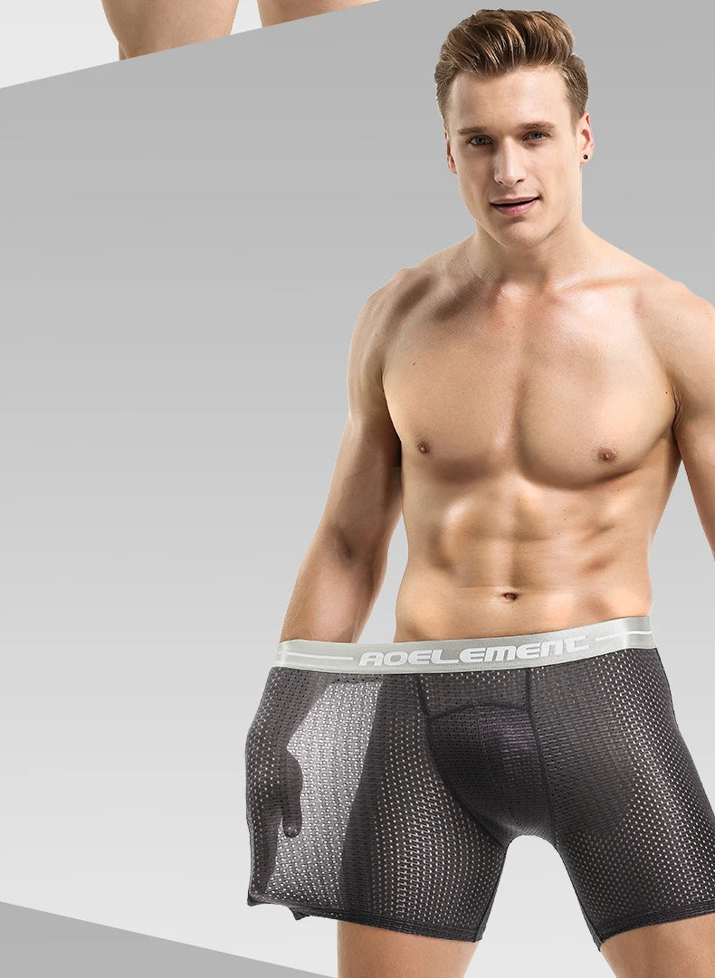 Ropa interior deportiva Extra larga para hombre, bóxer para correr, antidesgaste, piernas de gran tamaño, seda de hielo, suelto, 100kg, Fat Guy, cuatro esquinas