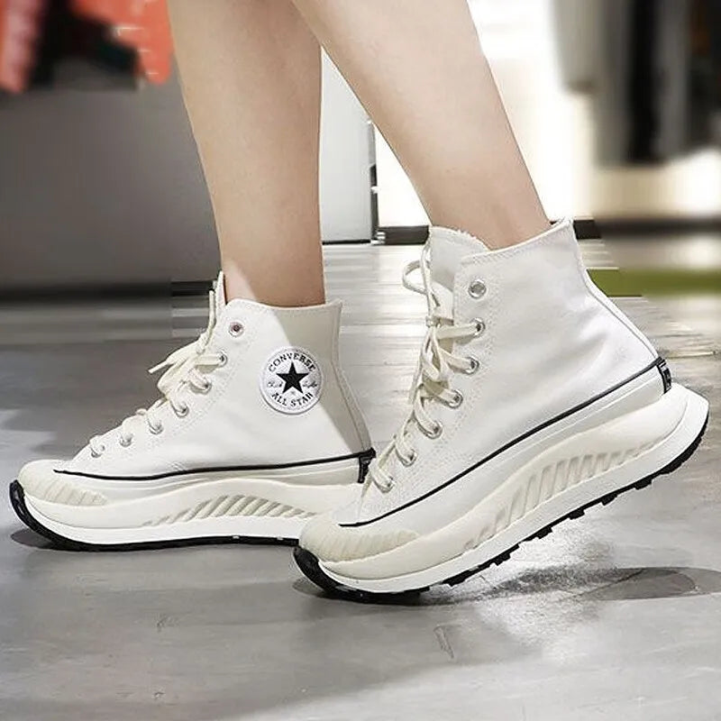 Converse zapatos para hombres y mujeres 2024 otoÃ±o suela gruesa resistente al desgaste moda cÃ³moda ocio deportes zapatos de lona A01682
