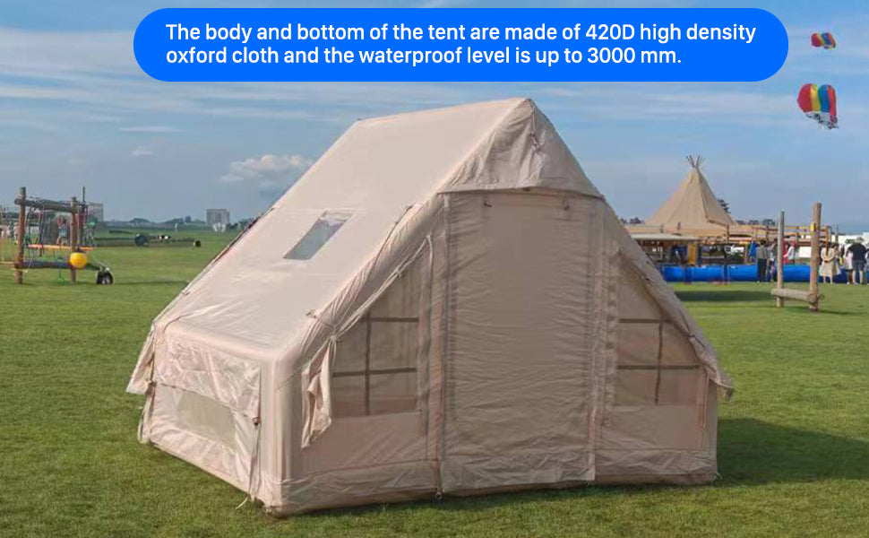 Tienda inflable para acampar con bomba manual, tienda de campaÃ±a, tienda de campaÃ±a Glamping, tienda de aire de 4 estaciones, fÃ¡cil instalaciÃ³n, impermeable, Oxford al aire libre